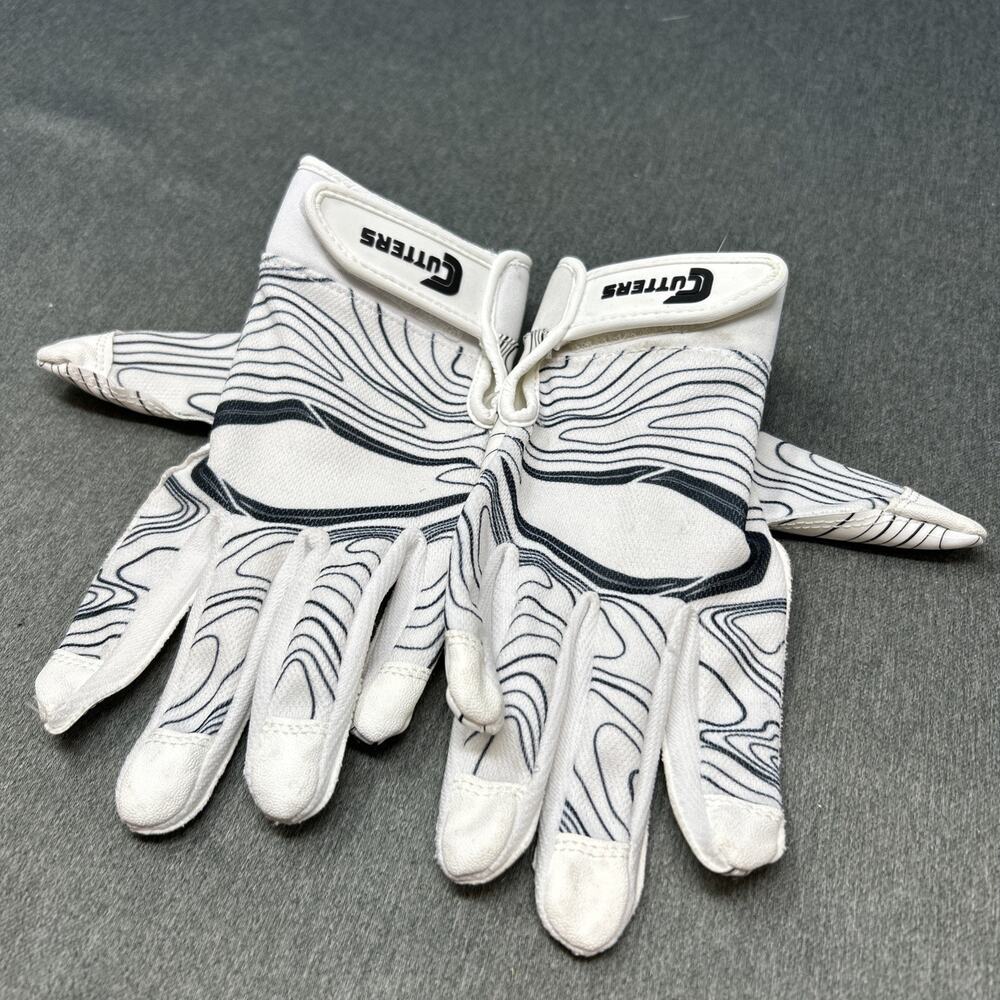 Cutters Game Day Youth Football Receiver Gloves Size S/M White Topo Sticky Grip